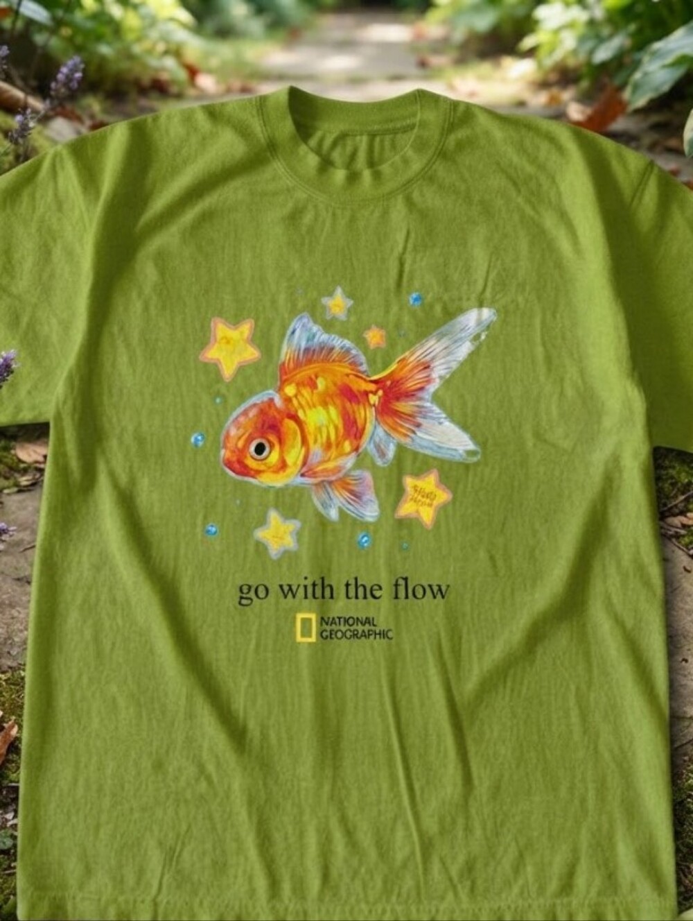 National Geographic Go With The Flow Goldfish Graphic Tee - Kiwi